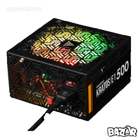 Захранване за настолен компютър Gamdias Kratos E1 500W ATX 12V Neon-Flex RGB PSU, снимка 1 - Захранвания и кутии - 34499601