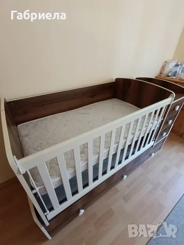 Детска кошара с подвижна решетка + матрак , снимка 2 - Кошарки - 55771012