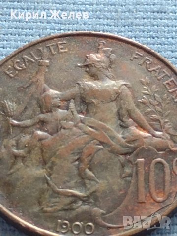 Рядка монета 10 сантима 1900г. Франция Трета република за КОЛЕКЦИОНЕРИ 30416, снимка 2 - Нумизматика и бонистика - 42683214