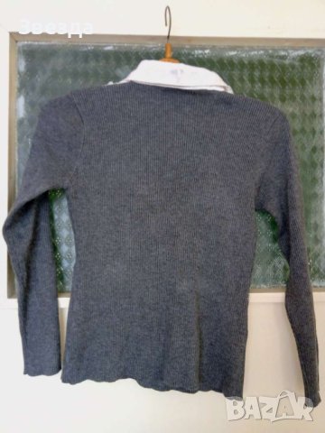 Дамска блуза плетена, яка сатен с къдри отпред, снимка 3 - Блузи с дълъг ръкав и пуловери - 42400444