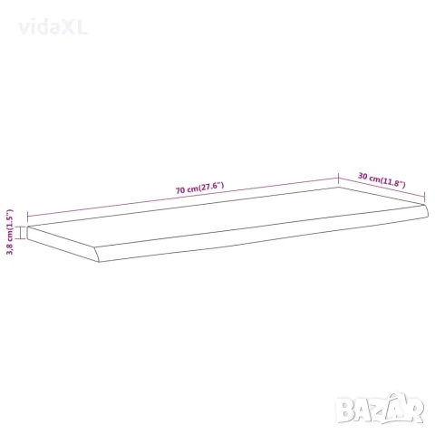 vidaXL Стенен рафт, 70x30x3,8 см, правоъгълен, масив акация, жив ръб, снимка 8 - Етажерки - 56147308