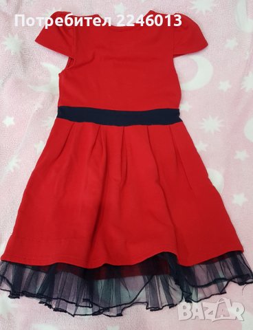 Червена рокличка със сини пеперуди, снимка 2 - Детски рокли и поли - 42774447