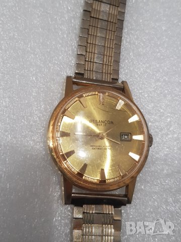 Мъжки позлатен механичен часовник Besancon - Antimagnetic-, снимка 10 - Антикварни и старинни предмети - 35306599