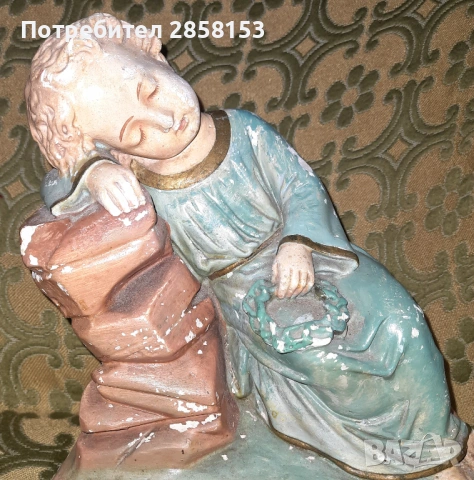 Стара гипсова фигура на малкия Исус който си почива , снимка 4 - Антикварни и старинни предмети - 53236221