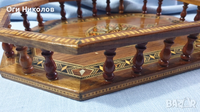 Старинен поднос с борд и невероятно богата интарзия, снимка 8 - Антикварни и старинни предмети - 52791999