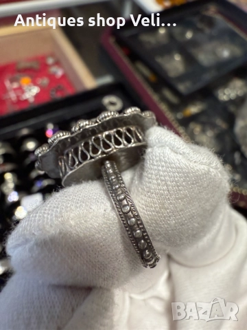 Среърен пръстен филигран с лунен камък №7593 , снимка 3 - Антикварни и старинни предмети - 52332006