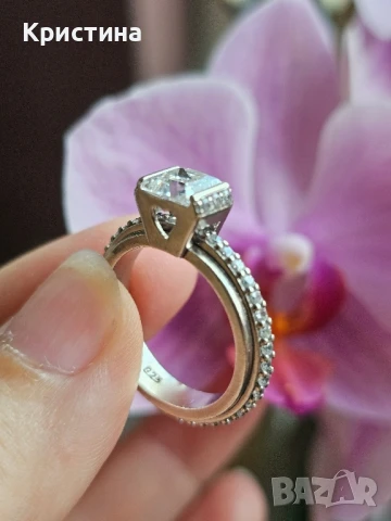 Нов сребърен пръстен с циркони