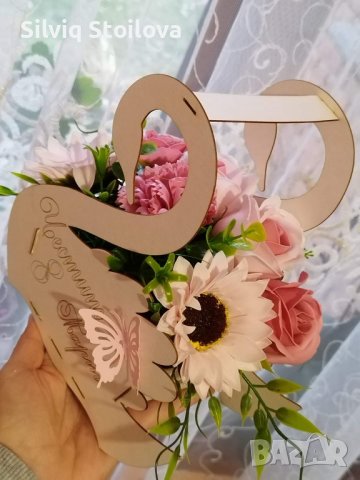 Лебеди със сапунени цветя, снимка 3 - Подаръци за жени - 39594498