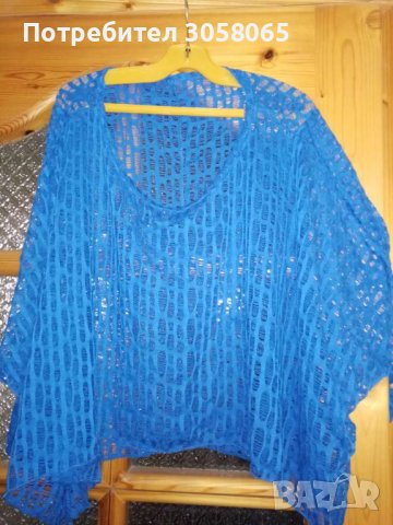 Синя декоративна блуза XXL, снимка 2 - Други - 36770517