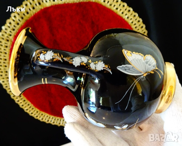 Гръцка порцеланова ваза,кана с 24 карата злато. , снимка 5 - Вази - 51500729