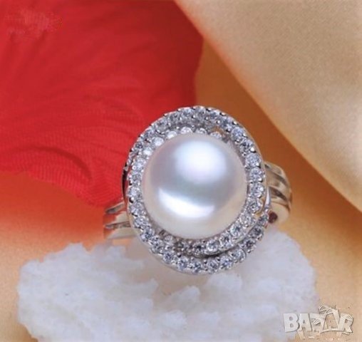 Пръстен с перла от сребро, снимка 2 - Пръстени - 31810592