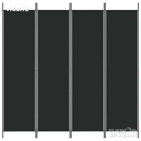 vidaXL Параван за стая, 4 панела, черен, 200x200 cм, плат, снимка 3 - Паравани - 56147175