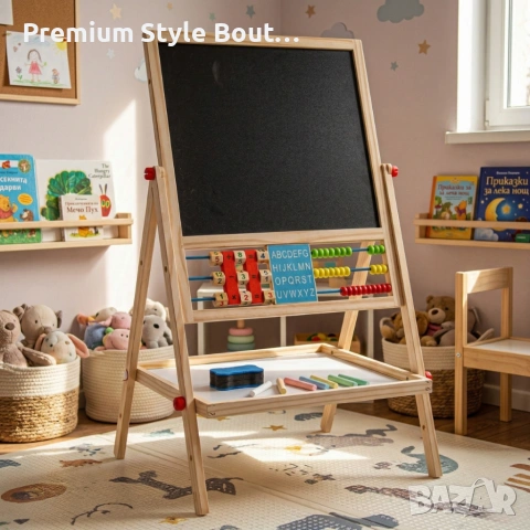 Мултифункционална образователна детска дъска с дървена рамка – за писане, рисуване и обучение