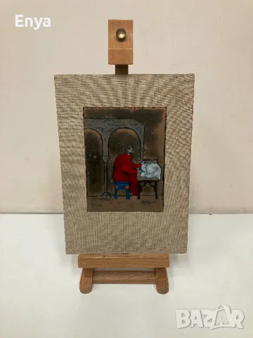 Емайлирана картина на малък статив