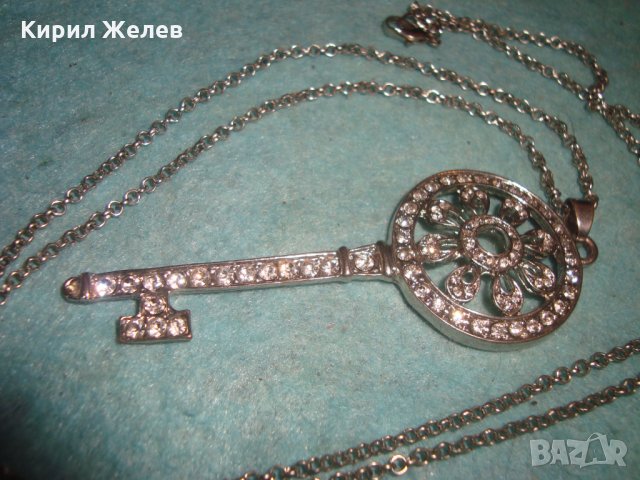 ПОСРЕБРЕНО КЛЮЧЕ - АРТ ПЕНДАНТ МЕДАЛЬОН ИНКРУСТИРАНО с ФАСЕТИРАНИ СКЪПОЦЕННИ КРИСТАЛИ 25169, снимка 5 - Колиета, медальони, синджири - 35363863