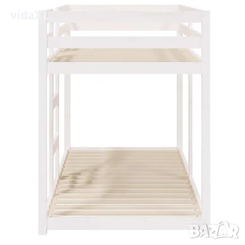 vidaXL Двуетажно легло, бяло, 80x200 см, борово дърво масив, снимка 6 - Спални и легла - 56148051