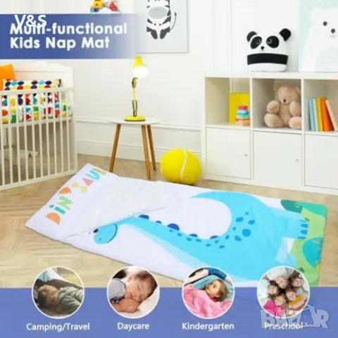 Детски топъл спален чувал с подвижна възглавница, сгъваема постелка за дрямка за момичета и момчета,, снимка 7 - Спално бельо и завивки - 49848588