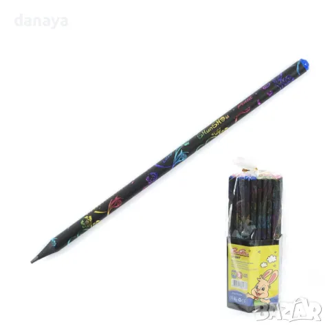 5876 Графитен молив с черен корпус и цветни надписи
