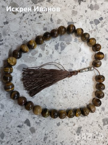 Броеница Тигрово око, снимка 6 - Антикварни и старинни предмети - 38219780