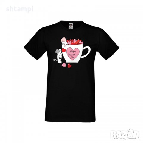 Мъжка тениска Свети Валентин Happy Valentines Day Cats On Mug, снимка 1 - Тениски - 35649862