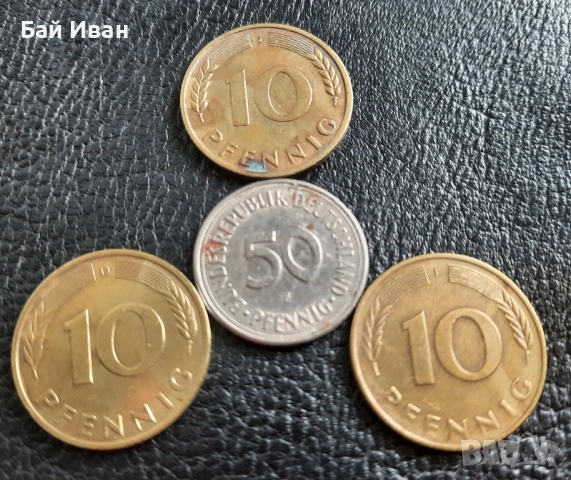 Стара монета 50 пфенига 1969 г. и 10 пфенига 1950 , 1979 и 1980 г.- Германия - топ цена !, снимка 13 - Нумизматика и бонистика - 42402355