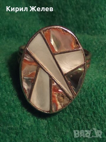 СЕДЕФЕН с ЕМАЙЛ СРЕБЪРЕН АВТОРСКИ ПРЪСТЕН РЪЧНА ИЗРАБОТКА 17252, снимка 11 - Пръстени - 31557179