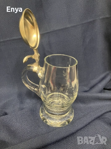 Стъклена халба за бира, снимка 3 - Антикварни и старинни предмети - 53354554