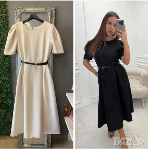 ✨️Елегантни дамски рокли с коланче,миди дължина  
