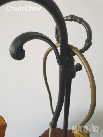 FD Bolletta 44см/Арт Деко стара италианска настолна лампа/бронз и стъкло, снимка 5 - Настолни лампи - 51312556