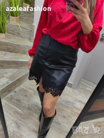 Дамски сет боди с кожена пола, снимка 4 - Комплекти - 52864267