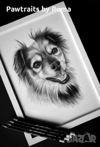 ПРОМО Ръчно рисуван портрет на домашен любимец, снимка 2 - Картини - 38707277