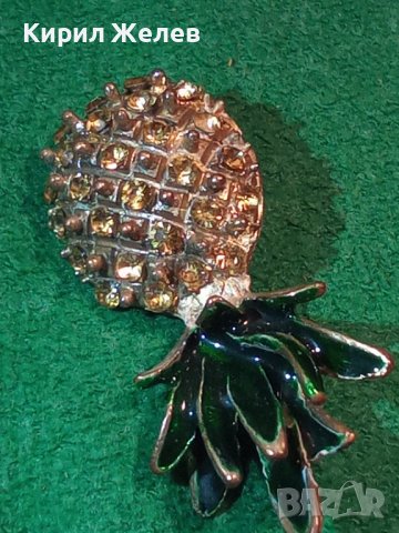 КРАСИВА ПОЗЛАТЕНА АРТ БРОШКА - АНАНАС с КРИСТАЛИ 18945, снимка 9 - Други - 31230581