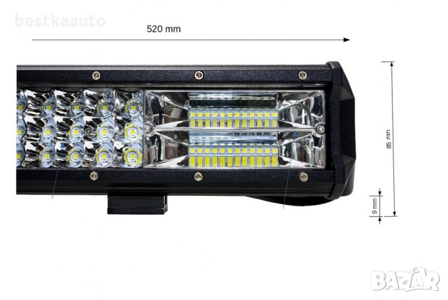 7D ЛЕД БАР LED BAR 52 см. 288W бяла светлина IP67 Offroad ATV SUV, снимка 3 - Аксесоари и консумативи - 29965369