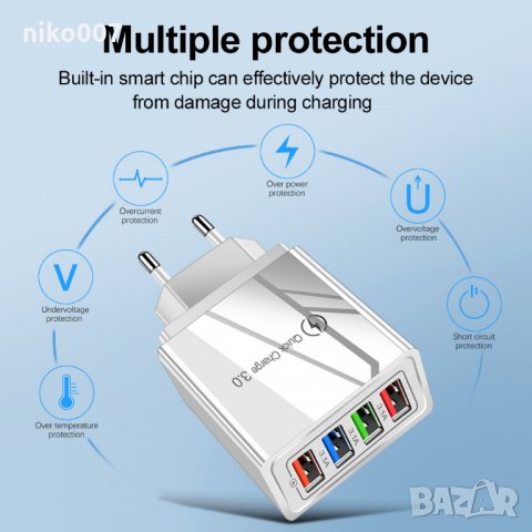 Quick 3.0 USB Charger-Супер бързо USB зарядно за телефон-таблет, снимка 5 - Резервни части за телефони - 29417020