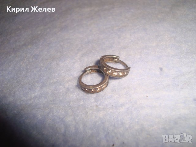 РЕТРО - ВИНТИДЖ СТАРИ СРЕБЪРНИ ОБЕЧКИ СРЕБРО 925 КЛАСИЧЕСКИ МОДЕЛ с ЦИРКОНИ 28784