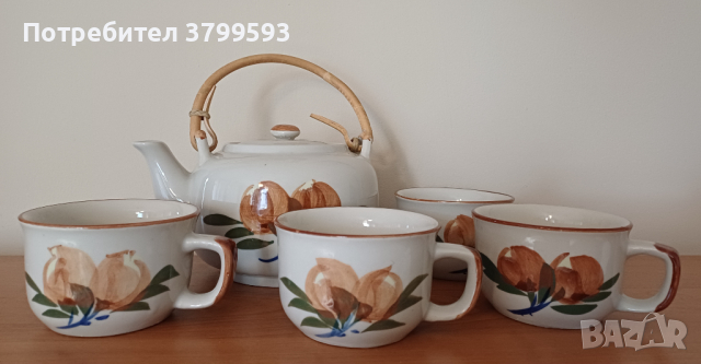 Китайски чайник с 4 чашки от 70г , снимка 1 - Сервизи - 44744722