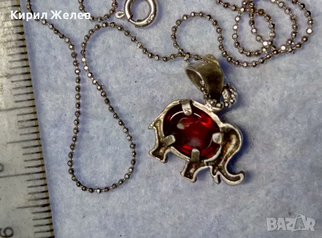 СКЪПОЦЕННО СРЕБЪРНО СЛОНЧЕ КОЛИЕ с ФИГУРАЛЕН АРТ ПЕНДАНТ с НЕЖНА СРЕБЪРНА ВЕРИЖКА СРЕБРО 925 25778, снимка 5 - Колиета, медальони, синджири - 50354733