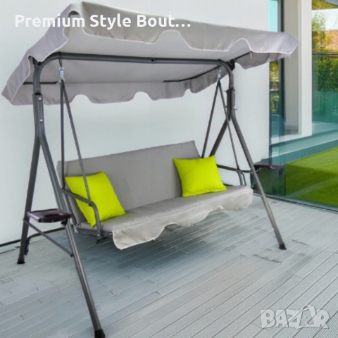 Градинска люлка A-Type със зелени възглавници и поставки за напитки - елегантност и комфорт, снимка 10 - Други стоки за дома - 53887178