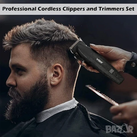 Професионален комплект VGR 640S3 – 3 в 1 (Черен) машинка за подстригване, тример и фолио самобръснач, снимка 6 - Машинки за подстригване - 54079438