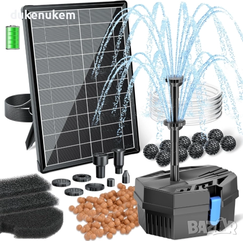 Соларен филтър с помпа Biling 8W и батерия 3600 mAh, 405 L/h