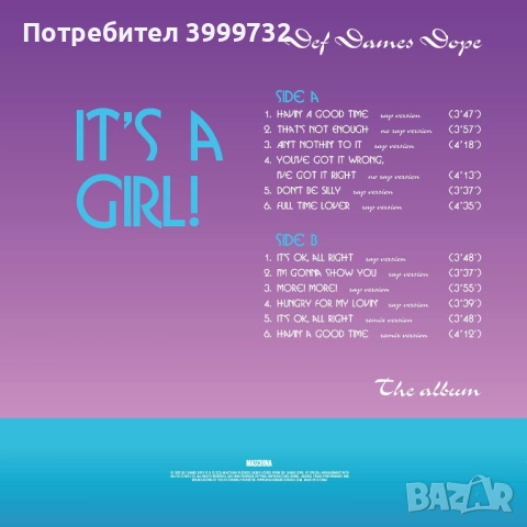 Нова запечатана лимитирана грамофонна плоча Def Dames Dope - It's a Girl! The Album [Orange], снимка 2 - Грамофонни плочи - 52624171