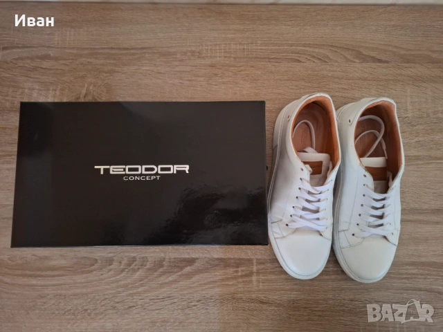 Бели кецове TEODOR 43 - Естествена кожа, снимка 3 - Кецове - 53143446
