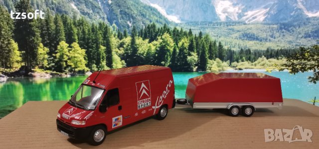 Citroën Jumper 2.8 HDI Sport WRC 2001 + ремарке мащаб 1:43, снимка 1