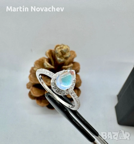 Сребърен пръстен с лунен камък , снимка 11 - Пръстени - 53127654