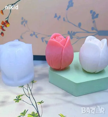 3d малко голямо Лале силиконов молд форма декорация украса фондан шоколад гипс свещ смола, снимка 2 - Форми - 50416505