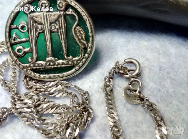 ИТАЛИАНСКИ ДАМСКИ МЕДАЛЬОН от СРЕБРО и СТЪКЛЕНА ПАСТА Paste Vitree Със СРЕБЪРНА 925 ВЕРИЖКА 25868, снимка 13 - Колиета, медальони, синджири - 49913225