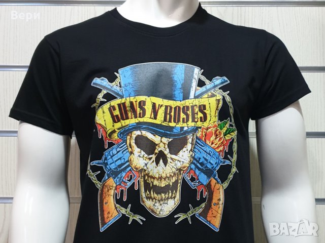 Нова мъжка тениска с дигитален печат на музикалната група GUNS N'ROSES, с череп, снимка 11 - Тениски - 27839016