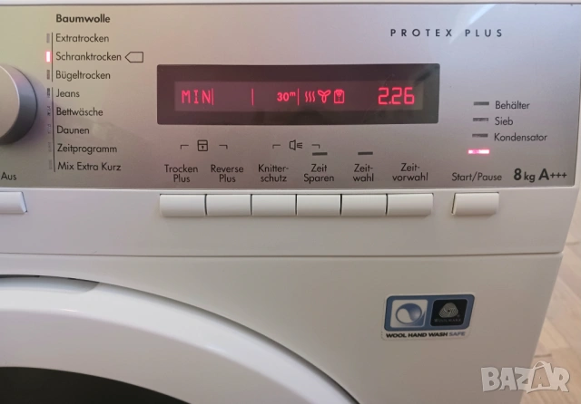 Кондензна сушилня с термопомпа  AEG  ABSOLUTE CARE SYSTEM - 8 кг, снимка 5 - Сушилни - 53799598