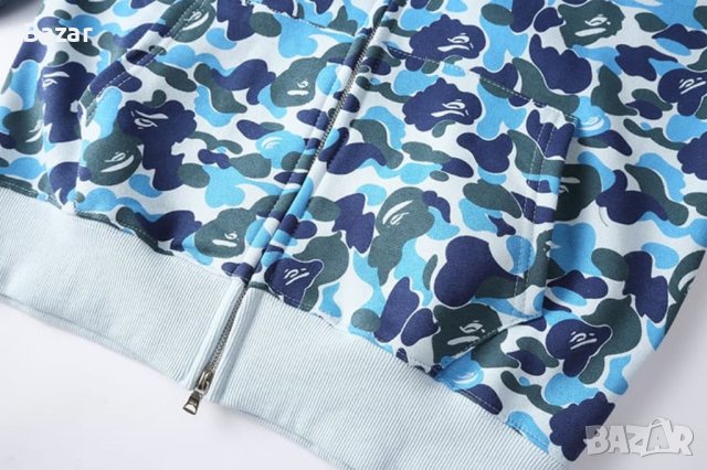Суитчър Bape Military Blue A Bathing Ape Camouflage Син Hoodie Jacket Унисекс Размер M - L Суичър, снимка 9 - Суичъри - 40512273