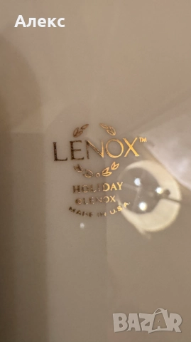  Lenox, 1980г– Голямо Коледно плато, златен печат., снимка 3 - Чинии - 52684175